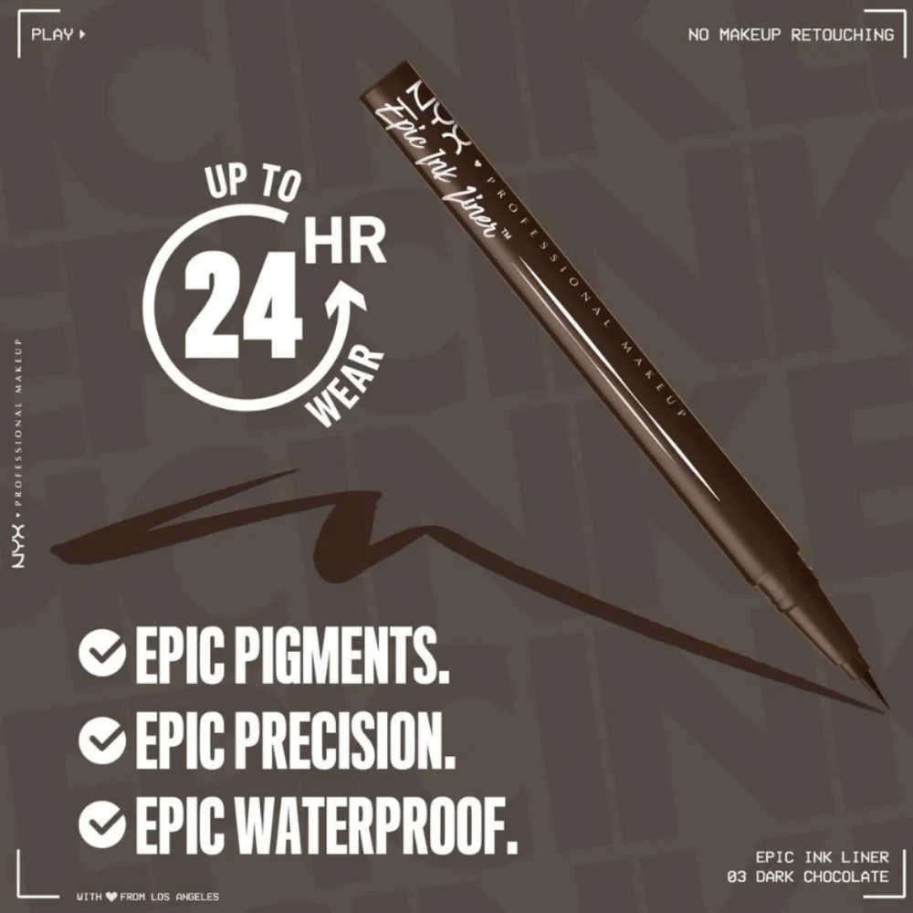NYX Epic Ink Waterproof Eyeliner Shade: Dark Chocolate 🤎 ✨ 🆕